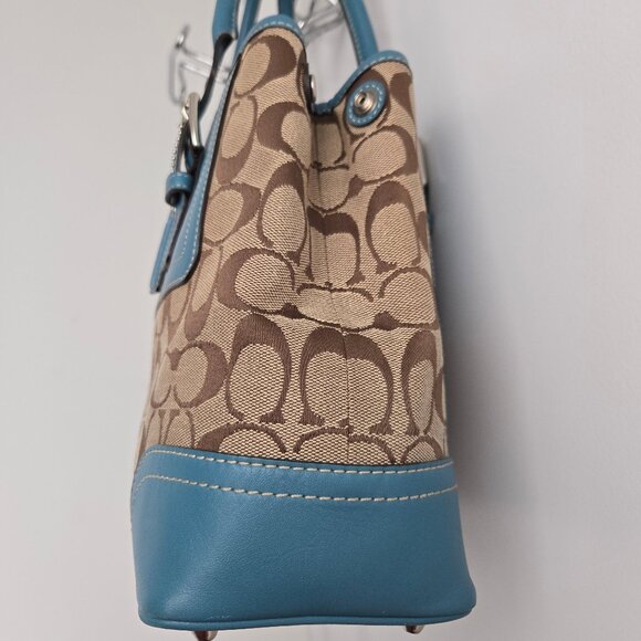 Coach Teal/Turquoise Signature Hampton Bag - Picture 3 of 15